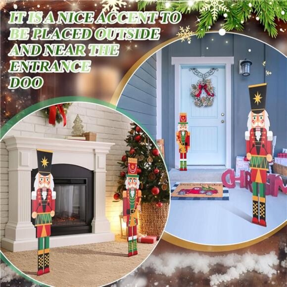 2 Pack Wooden Christmas Soldier Nutcracker Porch Decor 31.5 Inch - Picture 4 of 8